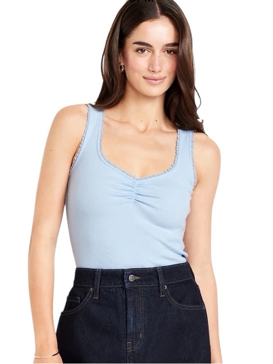 Old Navy Tops - Old Navy Light Blue Ribbed Cinched-Front Tank Top size L